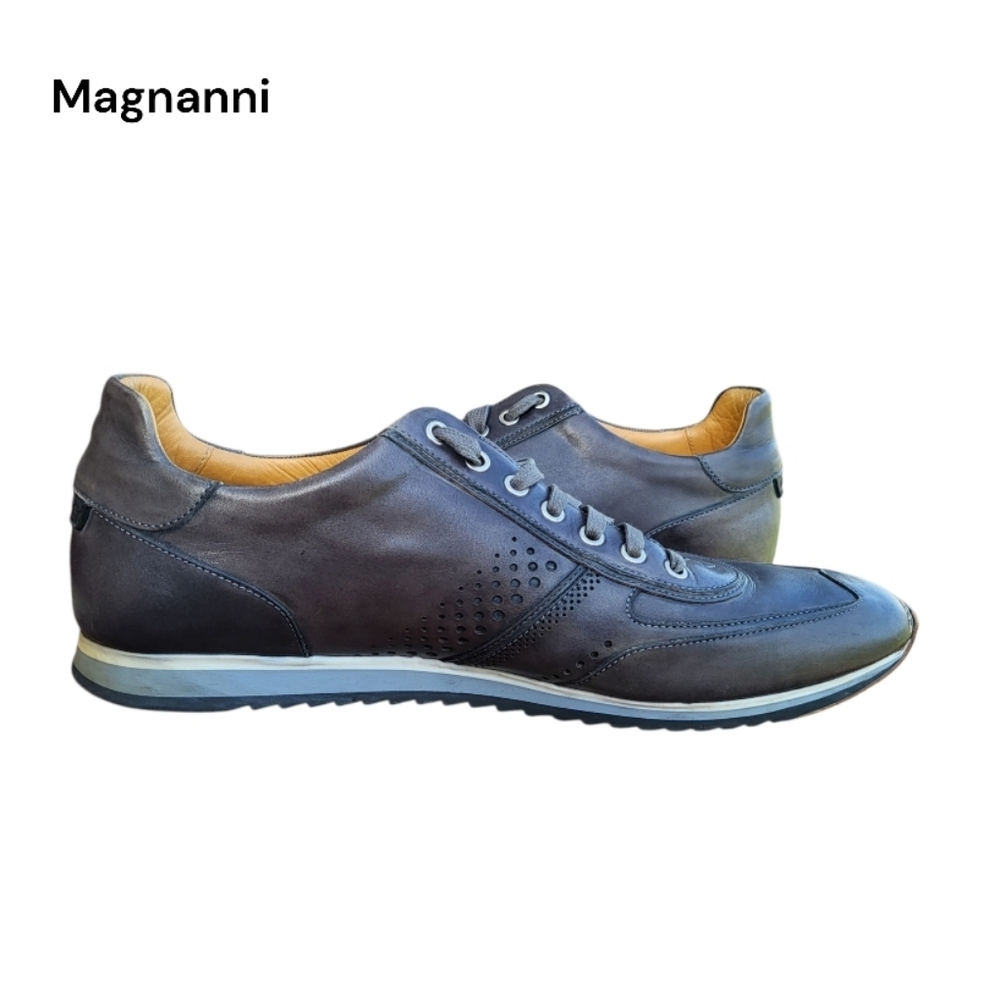 Magnanni Cristian Christian Gray Leather Casual Dress Sneaker Shoe Spain Men 13 - Picture 4 of 16